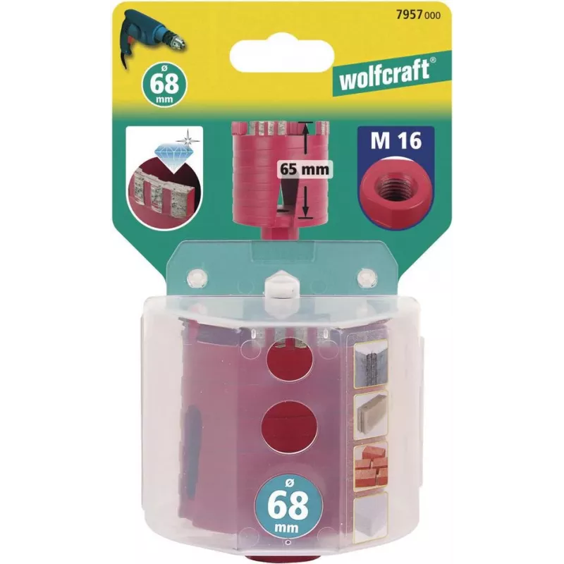 Wolfcraft 7957000 timanttipinnoitettu ontto poranterä, 68 mm