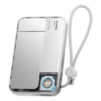 SHARGE ICEMAG 3 varavirtalähde, 10 000 mAh, 25 W Qi2, 35 W USB-C, valkoinen