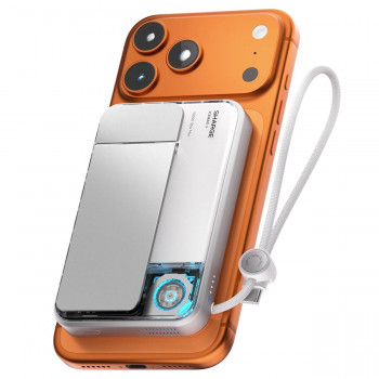 SHARGE ICEMAG 3 varavirtalähde, 10 000 mAh, 25 W Qi2, 35 W USB-C, valkoinen
