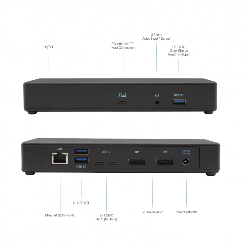 i-tec Thunderbolt 3/USB-C Dual DisplayPort 4K telakointiasema 85W PD
