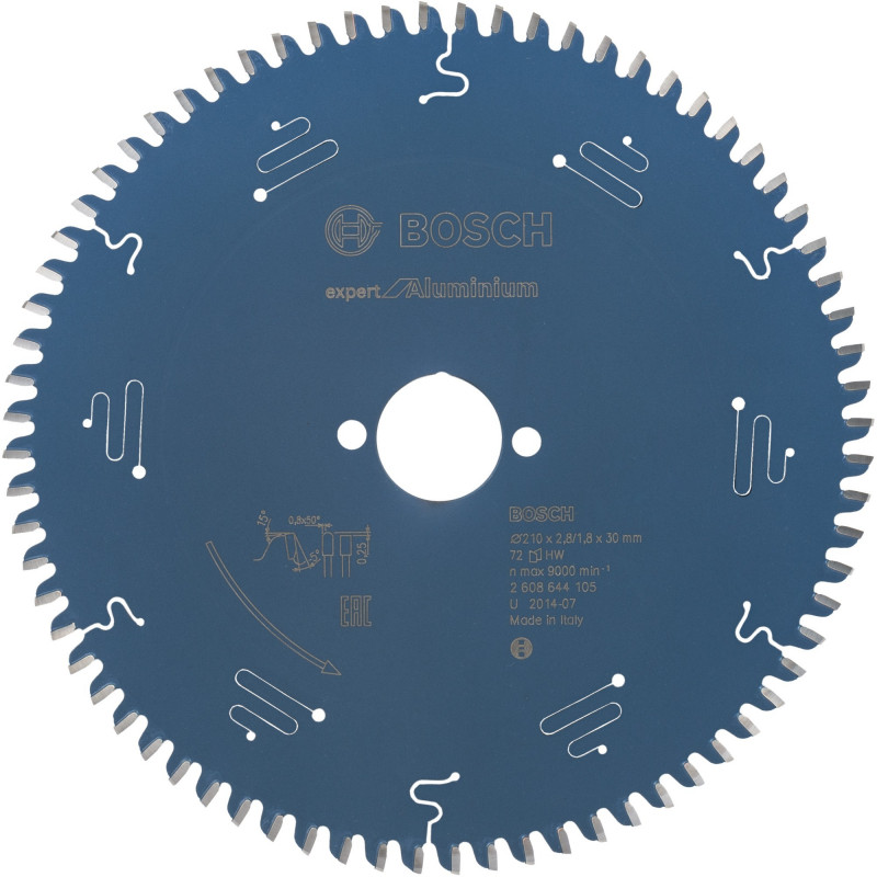 Bosch pyörösahanterä Expert for Aluminium Ø 210 mm, 72 hammasta, reikä 30 mm (2608644105)