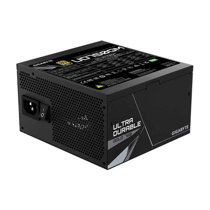 GIGABYTE UD750GM 750W ATX virtalähde, 80+ Gold, täysmodulaarinen