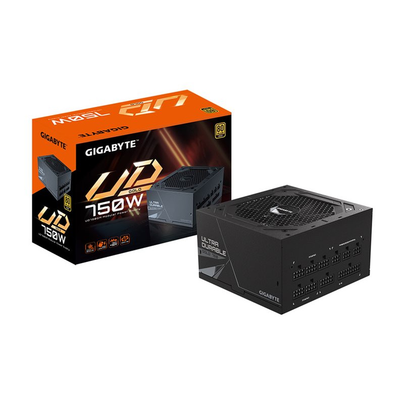 GIGABYTE UD750GM 750W ATX virtalähde, 80+ Gold, täysmodulaarinen