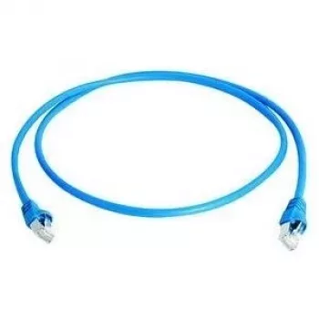 Telegärtner 100008740 RJ45-verkkokaapeli, patchkaapeli CAT 6a S/FTP sininen paloa hidastava, taittosuojalla 1 kpl