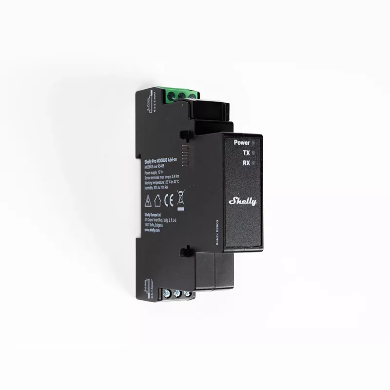 Shelly Pro Modbus -lisäosa RS485, DIN-kiskotarvike
