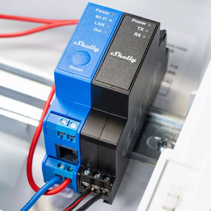 Shelly Pro Modbus -lisäosa RS485, DIN-kiskotarvike