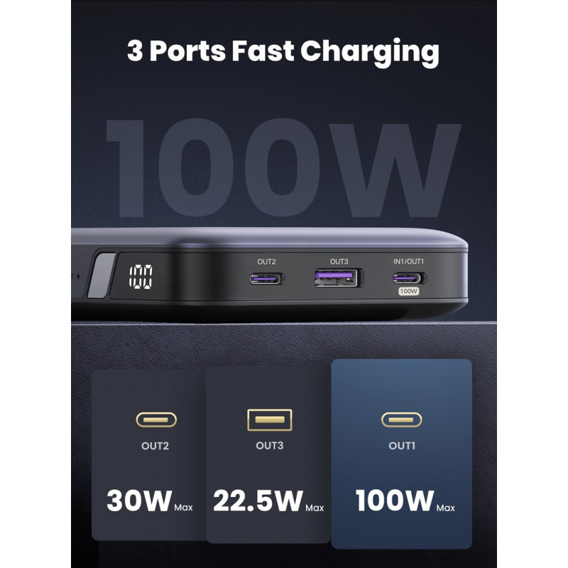 Ugreen PB720 varavirtalähde 20000 mAh, harmaa