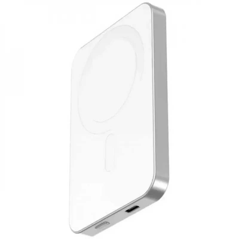 Nevox magneettinen langaton varavirtalähde Qi2, 5 000 mAh, hopea/valkoinen