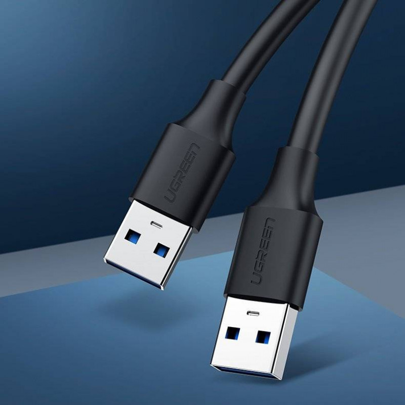 Ugreen US102 USB 2.0 -kaapeli uros-uros, 0,5 m, musta