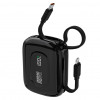 Dudao K32 varavirtalähde 22,5 W 10000 mAh integroidulla USB-C-/Lightning-kaapelilla – musta