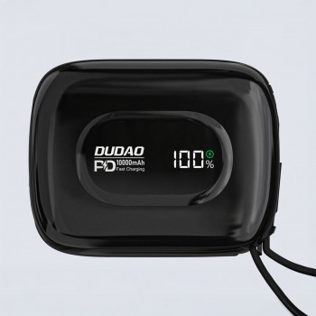 Dudao K32 varavirtalähde 22,5 W 10000 mAh integroidulla USB-C-/Lightning-kaapelilla – musta