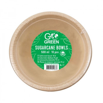 Gogreen Go Green kompostoituvat sokeriruokokulhot 500 ml, 10 kpl