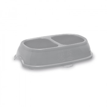 Stefanplast Break 13 ruokakuppi lemmikeille 0,2+0,2 l, 21x13x5 cm, harmaa/sininen