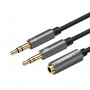 UGREEN UV140 AUX 3,5 mm -audiosovitinkaapeli – musta/harmaa