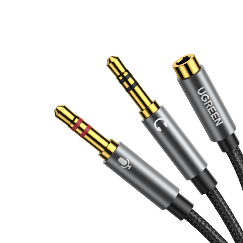 UGREEN UV140 AUX 3,5 mm -audiosovitinkaapeli – musta/harmaa