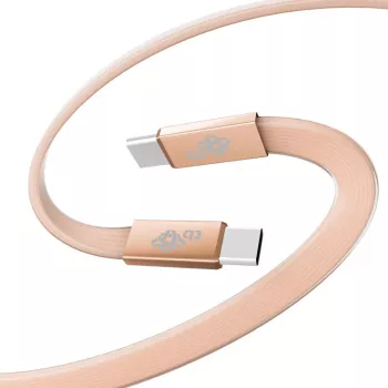 TB USB 2.0 -kaapeli USB-C–USB-C, litteä, 1 m, 60 W, persikka