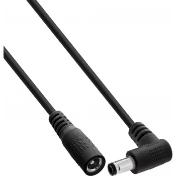 InLine® DC-jatkokaapeli, kulmapistoke, 5,5 x 2,1 mm, musta, 0,5 m