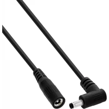 InLine® DC-jatkokaapeli, kulmapistoke, 4,0 x 1,7 mm, musta, 0,5 m