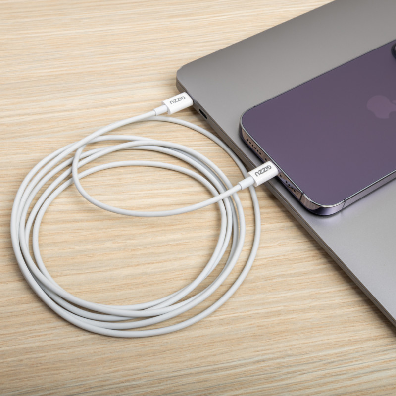 Gizzu USB-C–Lightning -kaapeli, 1,8 m, 27 W PD, valkoinen (GCPU2L18)
