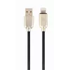 Gembird USB 2.0 -kaapeli USB-A-pistoke–Lightning-pistoke, kumipunottu, 1 m, musta (CC-USB2R-AMLM-1M)