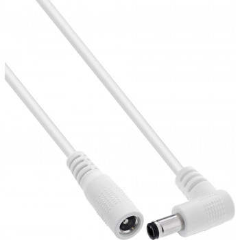 InLine® DC-jatkokaapeli, kulmapistoke, 5,5 x 2,5 mm, valkoinen, 0,2 m