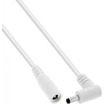 InLine® DC-jatkokaapeli, kulmapistoke, 4,0 x 1,7 mm, valkoinen, 0,2 m