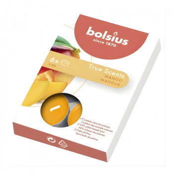 Bolsius True Scents -tuoksutulet, mango, 6 kpl