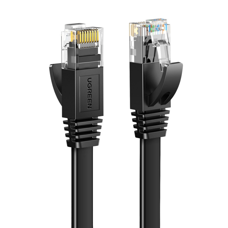 Ugreen litteä Cat6 U/UTP -verkkokaapeli RJ45, 0,5 m, musta