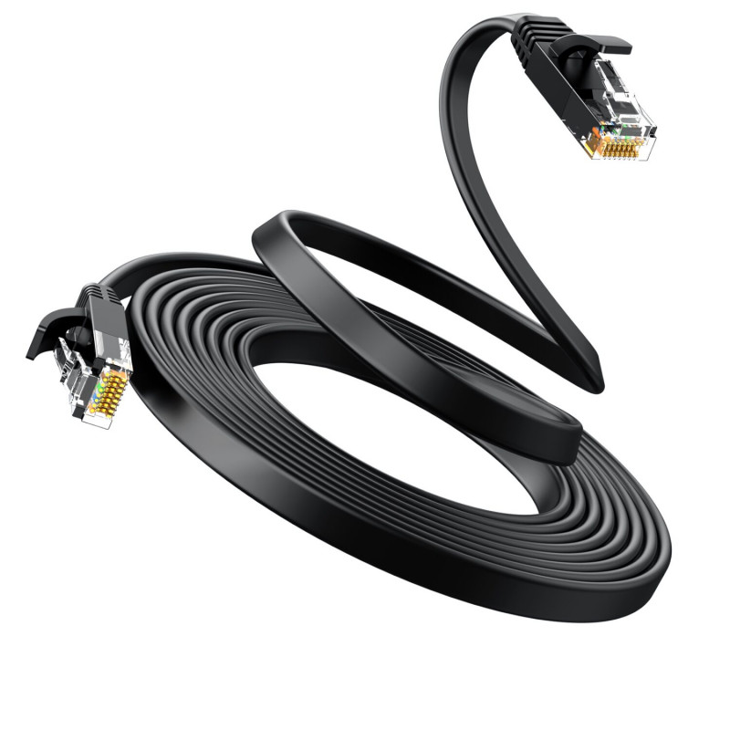 Ugreen litteä Cat6 U/UTP -verkkokaapeli RJ45, 0,5 m, musta