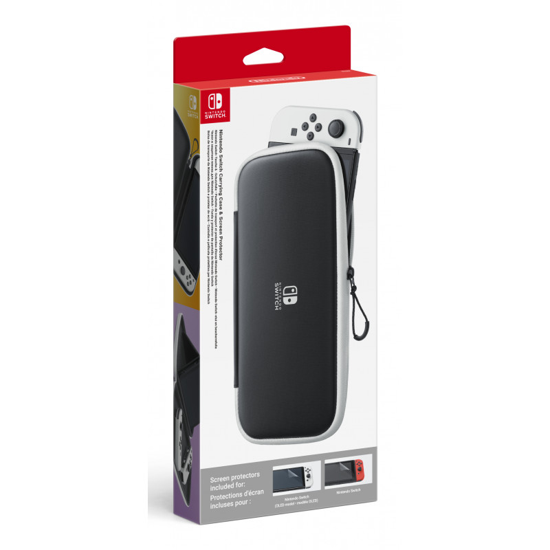 Nintendo Switch -laukku ja näytönsuojakalvo (musta/valkoinen)
