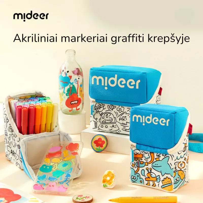 mideer akryylimaalikynät kotelossa, 60 väriä