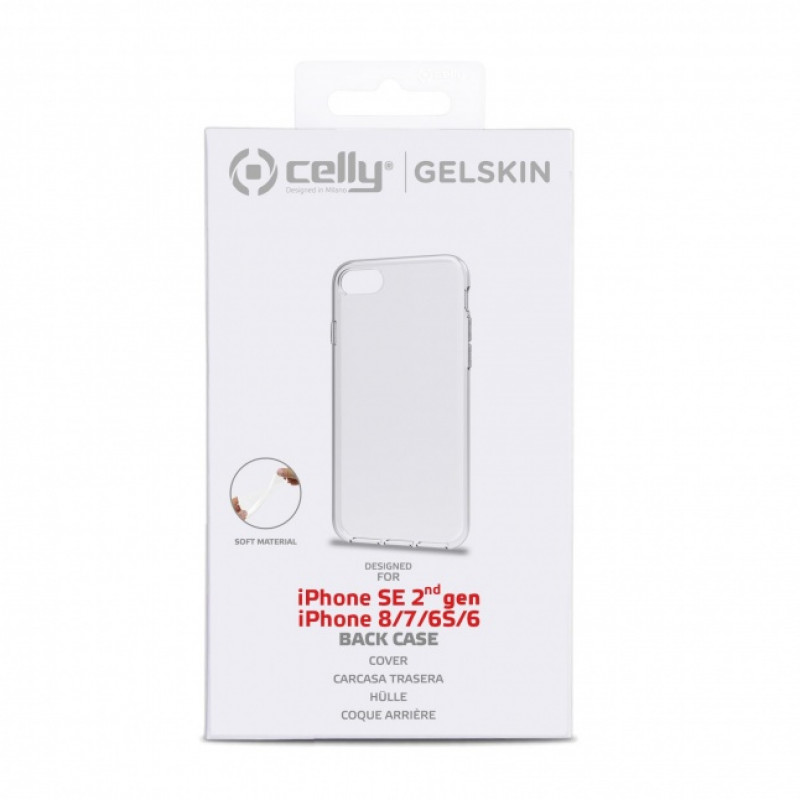 CELLY Gelskin takakansi iPhone SE 2022 / iPhone SE 2020/8/7/6s/6, läpinäkyvä