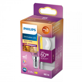 Philips LED classic WarmGlow -lamppu 60W E14, pisara, kirkas, himmennettävä