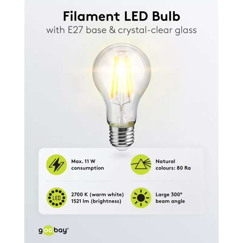 Goobay LED-lamppu, 1521 lm, 2700 K lämmin valkoinen, 11 kWh, energialuokka D (65397)