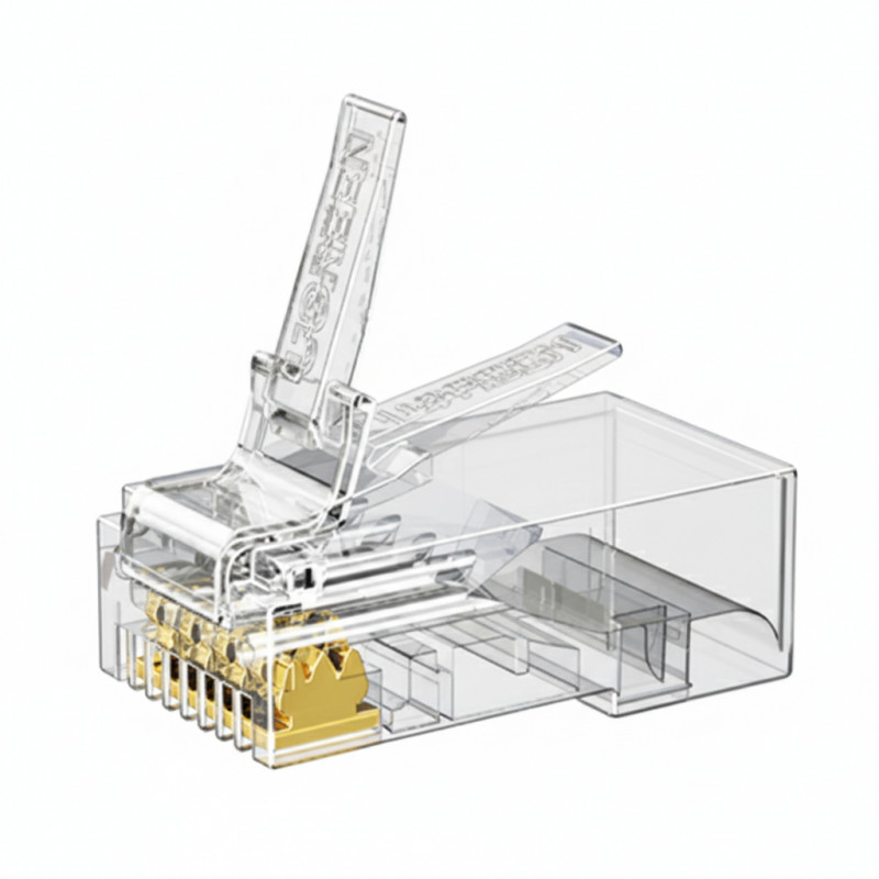 UGREEN Cat6 RJ45 modulaariliitin (50 kpl) – läpinäkyvä kultakontakteilla