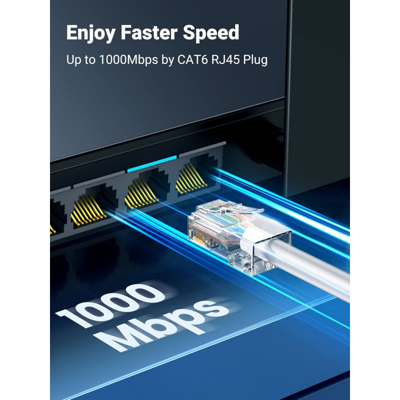 UGREEN Cat6 RJ45 modulaariliitin (50 kpl) – läpinäkyvä kultakontakteilla
