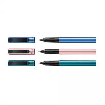 Pelikan Pina Colada rollerball-kynä, 12 kpl:n display, metallikotelo ja -hattu, musta (605502)