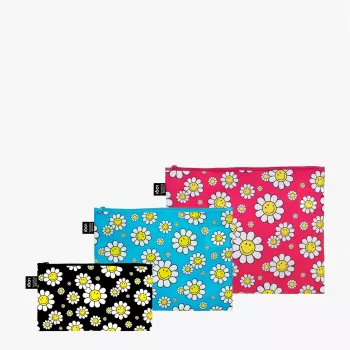 LOQI kassisetti – Flowers musta, Aquarius, Raspberry (3 kpl)