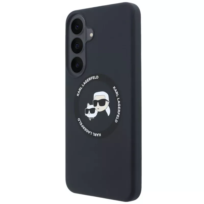 Kotelo Karl Lagerfeld silikoni Karl&Choupette Heads MagSafe Samsung Galaxy S26 FE musta