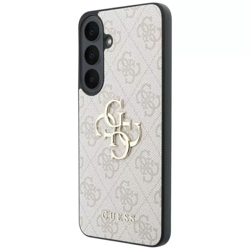 Guess Leather 4G Metal Logo -kotelo Samsung Galaxy S26 FE -puhelimelle, pinkki