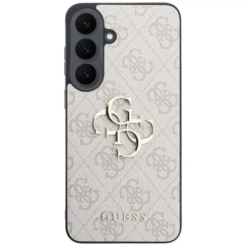 Guess Leather 4G Metal Logo -kotelo Samsung Galaxy S26 FE -puhelimelle, pinkki