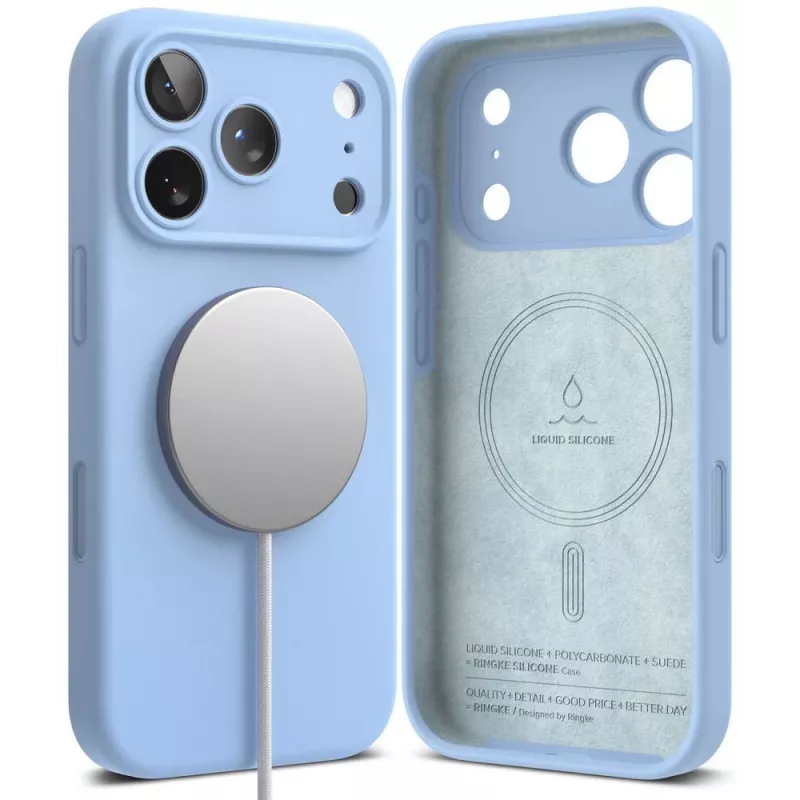 Ringke silikoninen magneettinen MagSafe-kuori iPhone 18 Pro Maxille, vaaleansininen