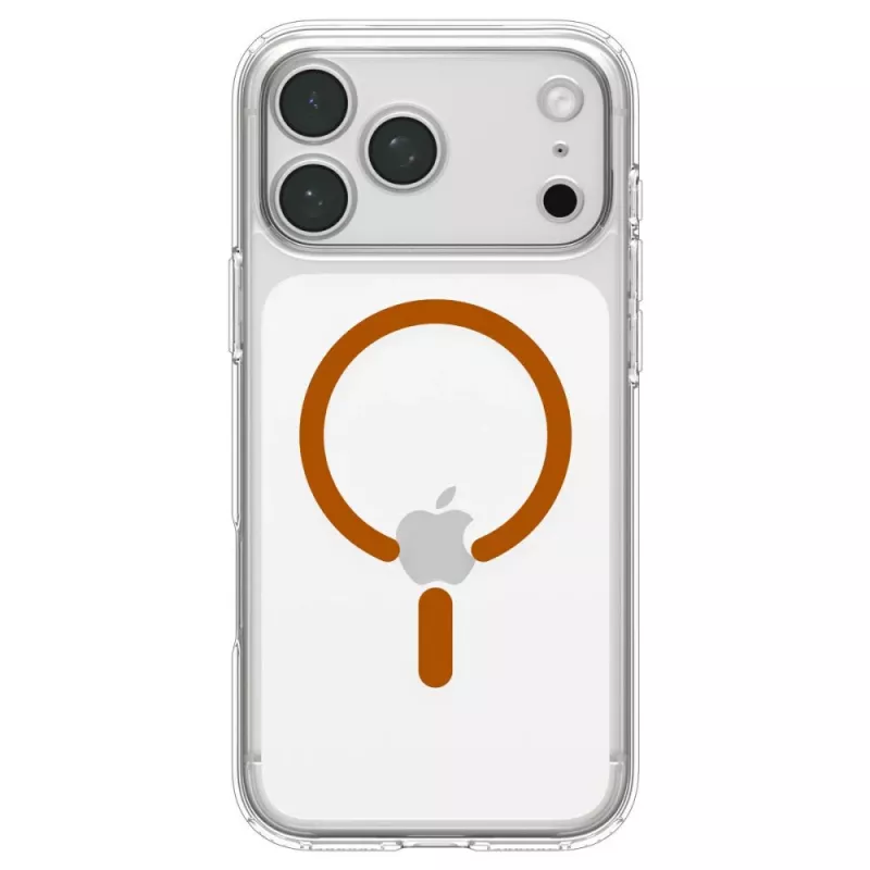 Spigen Ultra Hybrid MagSafe -kuori iPhone 17 Pro Max / 18 Pro Maxille, läpinäkyvä/oranssi (ACS12122)