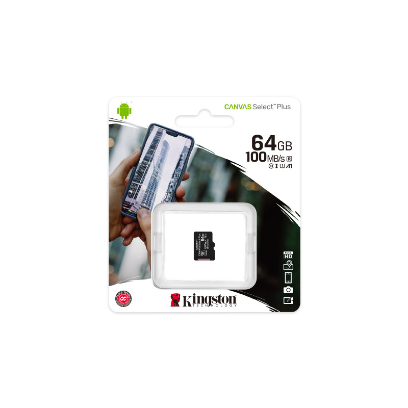 Kingston microSDXC-muistikortti 64 GB, UHS-I (SDCS2/64GBSP)