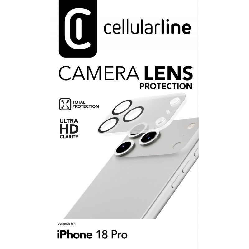 Cellularline kameraobjektiivin suoja iPhone 18 Pro, läpinäkyvä