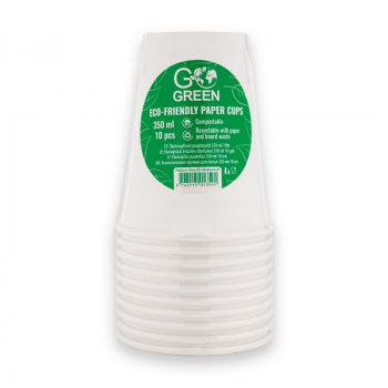 Gogreen Go Green ympäristöystävälliset mukit 350 ml, 10 kpl, valkoinen