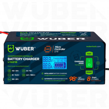 Wuber W14018 mikroprosessori-autonakkulaturi, 10 A, 6-150 Ah, 2-24 V