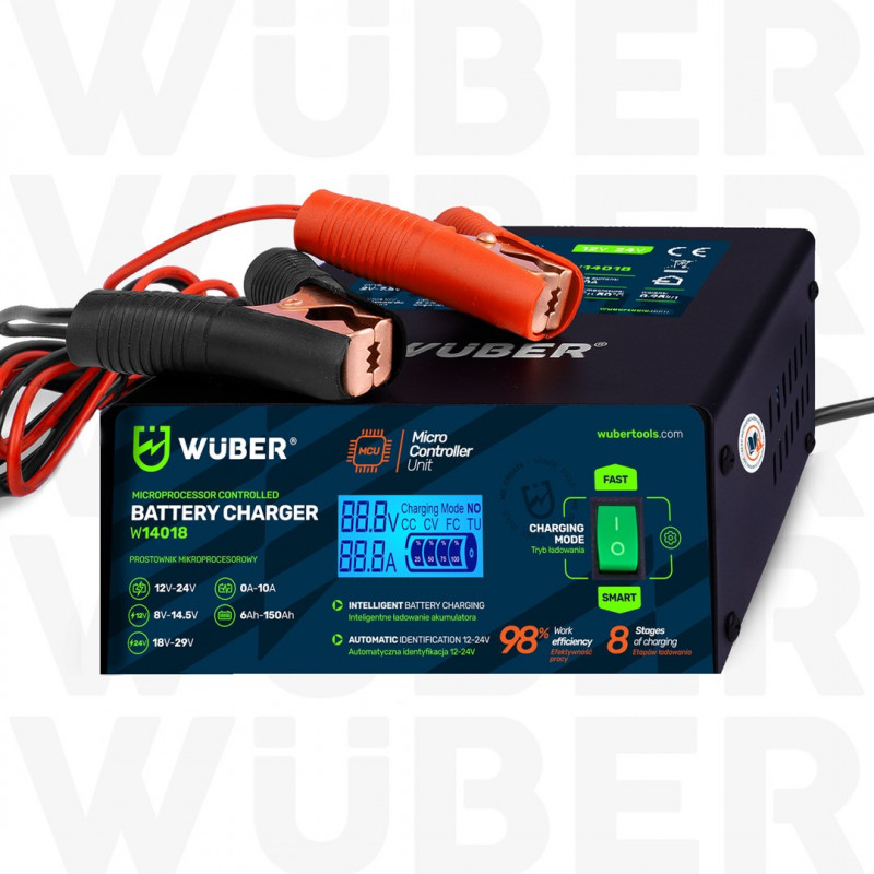 Wuber W14018 mikroprosessori-autonakkulaturi, 10 A, 6-150 Ah, 2-24 V