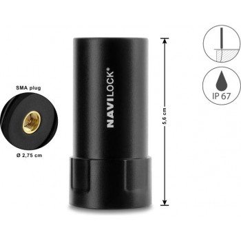 Navilock GNSS-monikaista-antenni SMA-liitin 35 dB aktiivinen ulkokäyttöön musta 5,6 cm