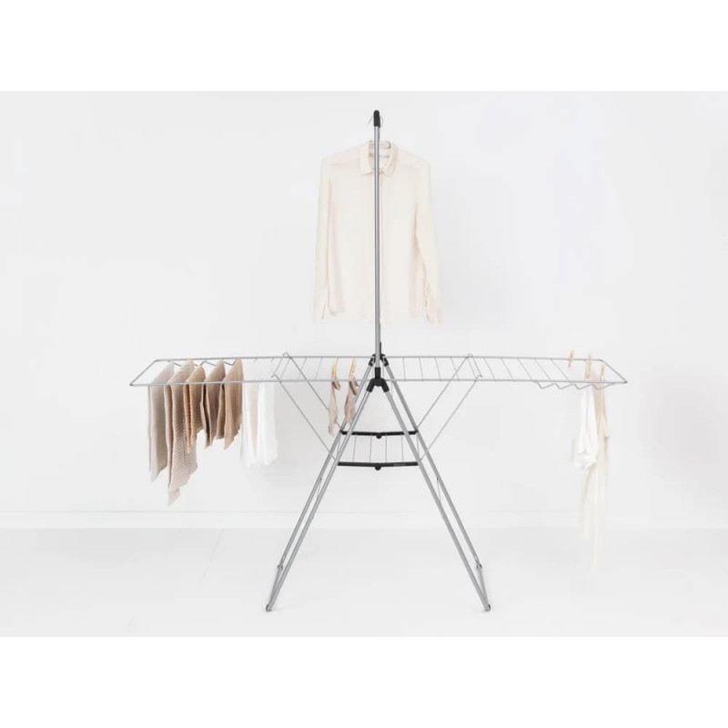 Brabantia HangOn kuivausteline vaatetankolla, 25 m, Metallic Grey